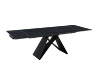 Table à manger extensible en métal noir avec plateau en céramique noir 160-240 cm HELSINKI