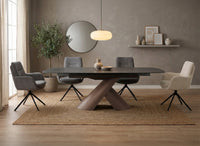 Table à manger extensible pieds métal marron plateau céramique 180-240 cm MILANO