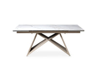 Table à manger extensible plateau céramique blanc 10 personnes 160-240 cm GABRIEL
