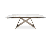 Table à manger extensible plateau céramique blanc 10 personnes 160-240 cm GABRIEL