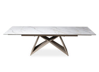 Table à manger extensible plateau céramique blanc 10 personnes 160-240 cm GABRIEL