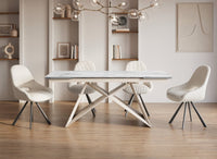 Table à manger extensible plateau céramique blanc 10 personnes 160-240 cm GABRIEL