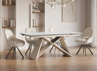 Table à manger extensible plateau céramique blanc 10 personnes 160-240 cm GABRIEL
