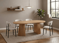Table à manger ronde extensible en bois clair 120-200cm HEKA