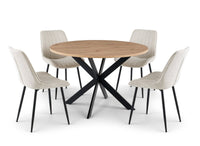 Table à manger ronde plateau effet bois pieds métal noir 120cm SINAYA