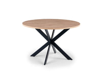 Table à manger ronde plateau effet bois pieds métal noir 120cm SINAYA