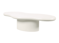 Table basse ovale en béton brossé blanc plateau asymétrique ZELINE