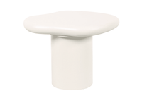 Table basse ronde en béton brossé blanc plateau asymétrique ZELINE