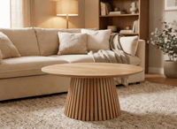 Table basse ronde en bois clair HEKA