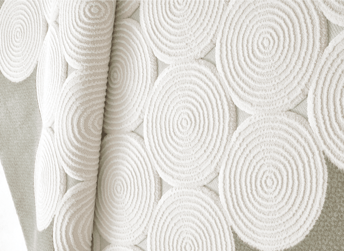 Tapis à motifs rond blanc écru 154 x 230 cm CLARA