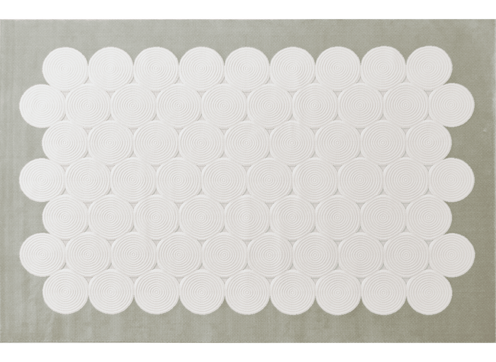 Tapis à  motifs rond blanc écru 192 x 290 cm CLARA