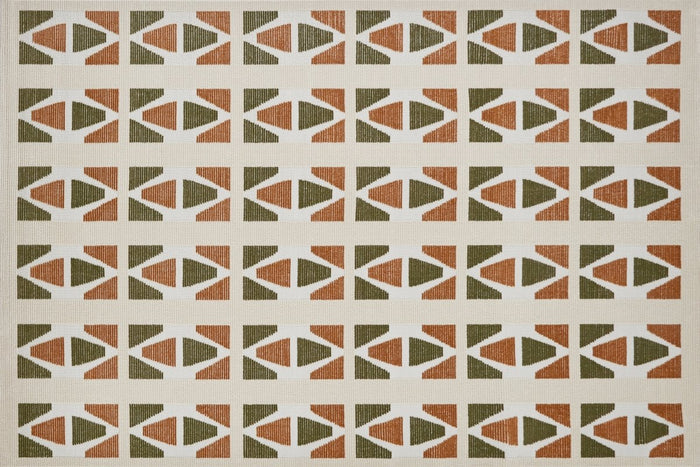 Tapis beige à motifs géométriques verts et terracotta 160 x 230 cm IONA