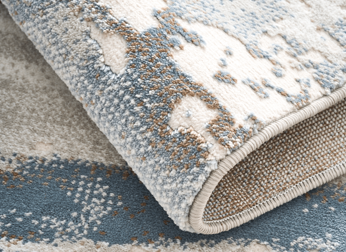 Tapis beige et bleu à motifs graphiques 160 x 230 cm MOSCOU