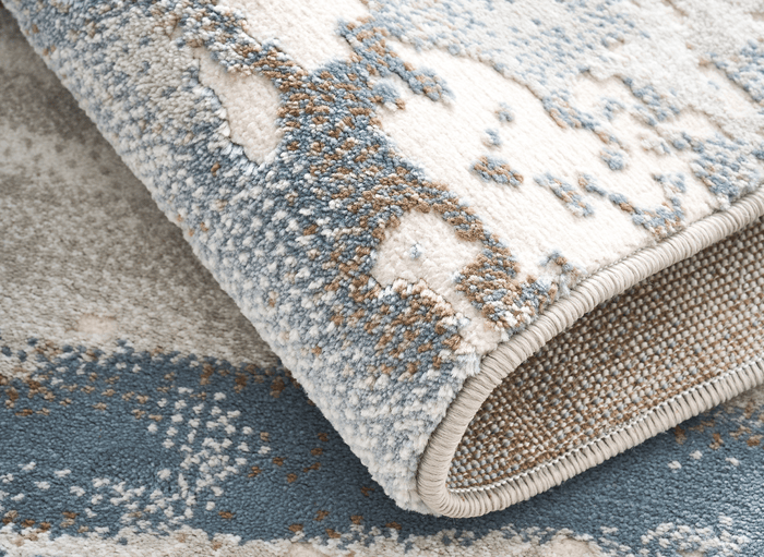 Tapis beige et bleu à motifs graphiques 200 x 290 cm MOSCOU