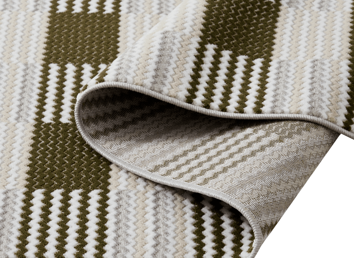 Tapis blanc à motifs carrés verts 160 x 230 cm THEOA