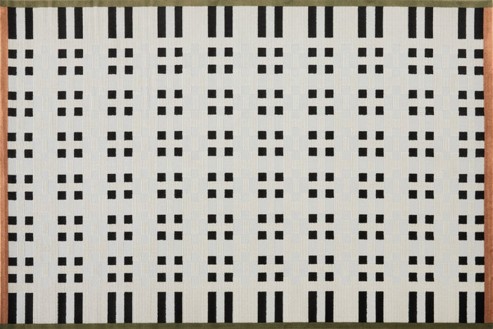 Tapis blanc à motifs noirs, verts et orange 200 x 290 cm ELINN