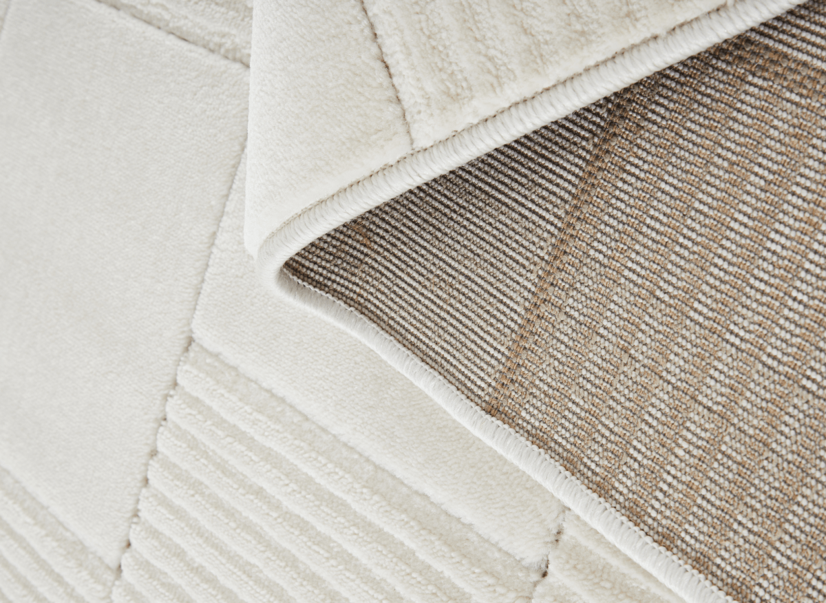 Tapis blanc écru à carreaux texturés 160 x 230 cm KARLINE