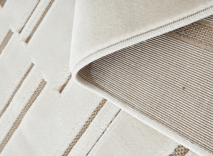 Tapis blanc écru à lignes asymétriques beiges 160 x 230 cm AYLAN