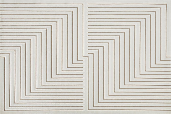 Tapis blanc écru à motifs chevrons  160 x 230 cm AMELIO