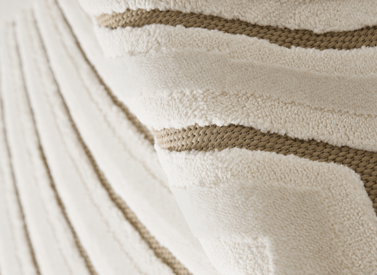 Tapis blanc écru à motifs circulaires beiges 160 x 230 cm ALEO