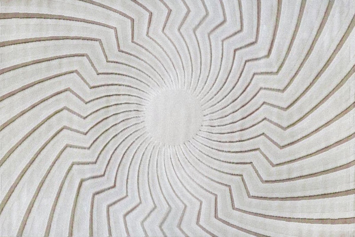 Tapis blanc écru à motifs circulaires beiges 160 x 230 cm ALEO