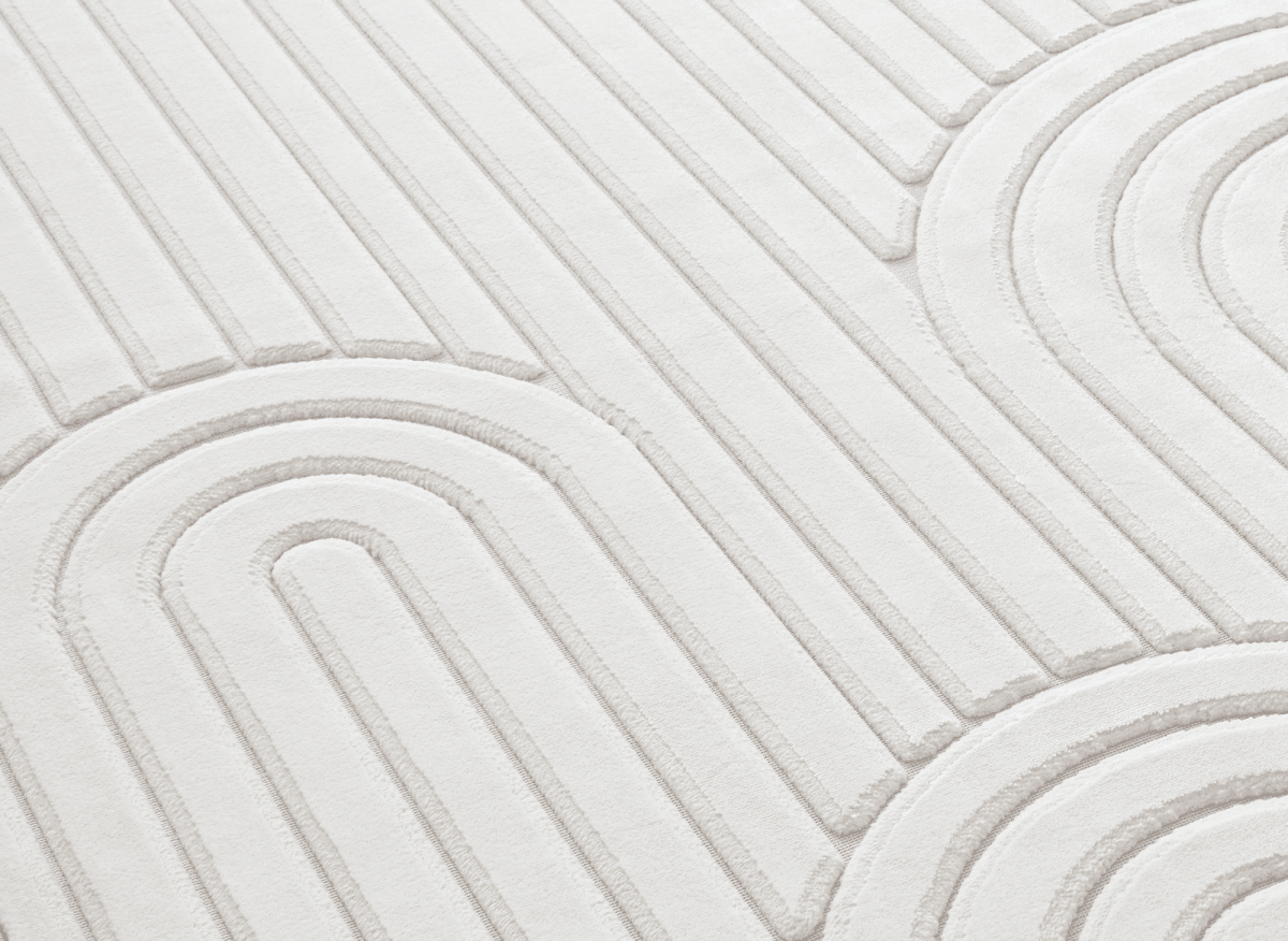 Tapis blanc écru à relief géométriques 154 x 230 cm AFINA