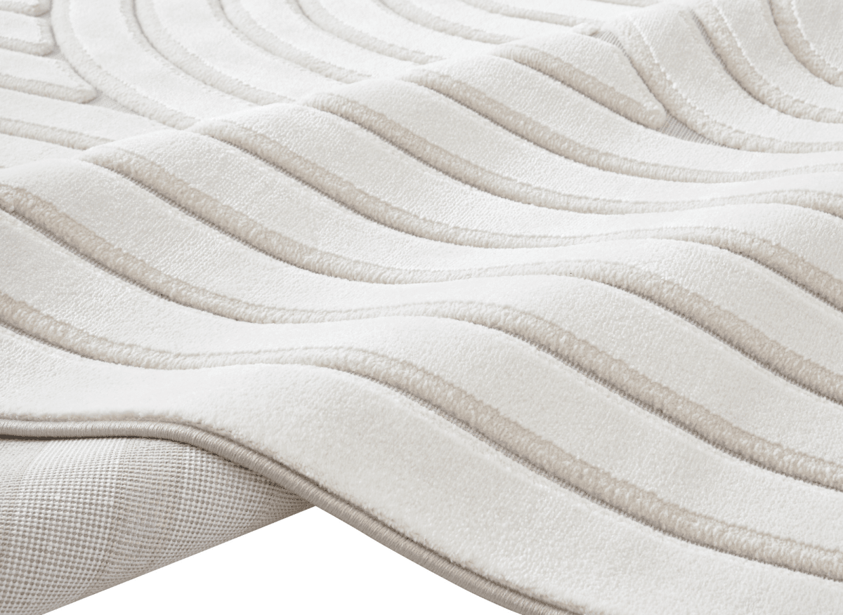 Tapis blanc écru à relief géométriques 154 x 230 cm AFINA