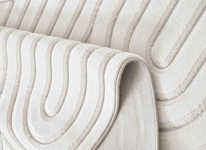 Tapis blanc écru à relief géométriques 192 x 290 cm AFINA