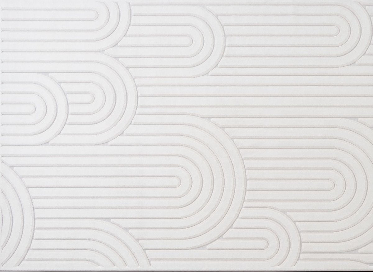Tapis blanc écru à relief géométriques 192 x 290 cm AFINA