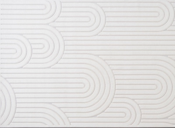 Tapis blanc écru à relief géométriques 192 x 290 cm AFINA
