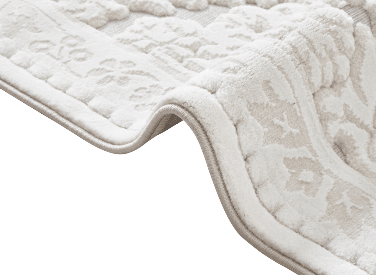 Tapis blanc écru effet moulure parisienne 192 x 290 cm CESAR