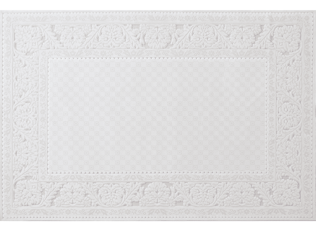 Tapis blanc écru effet moulure parisienne 192 x 290 cm CESAR