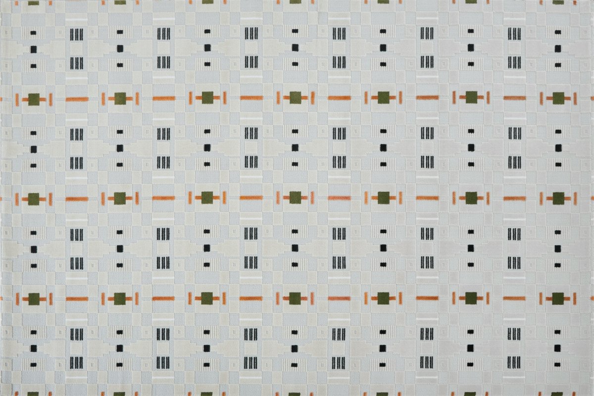 Tapis écru à motifs géométriques verts et orange 200 x 290 cm LOANE