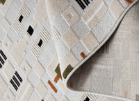 Tapis écru à motifs géométriques verts et orange 200 x 290 cm LOANE