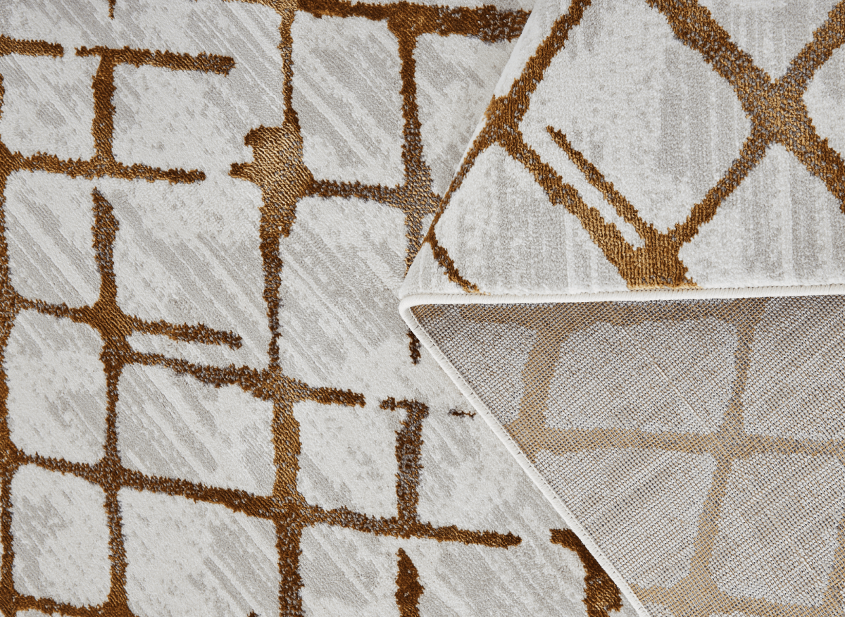 Tapis géométrique taupe et marron 160 x 230 cm LATTICE