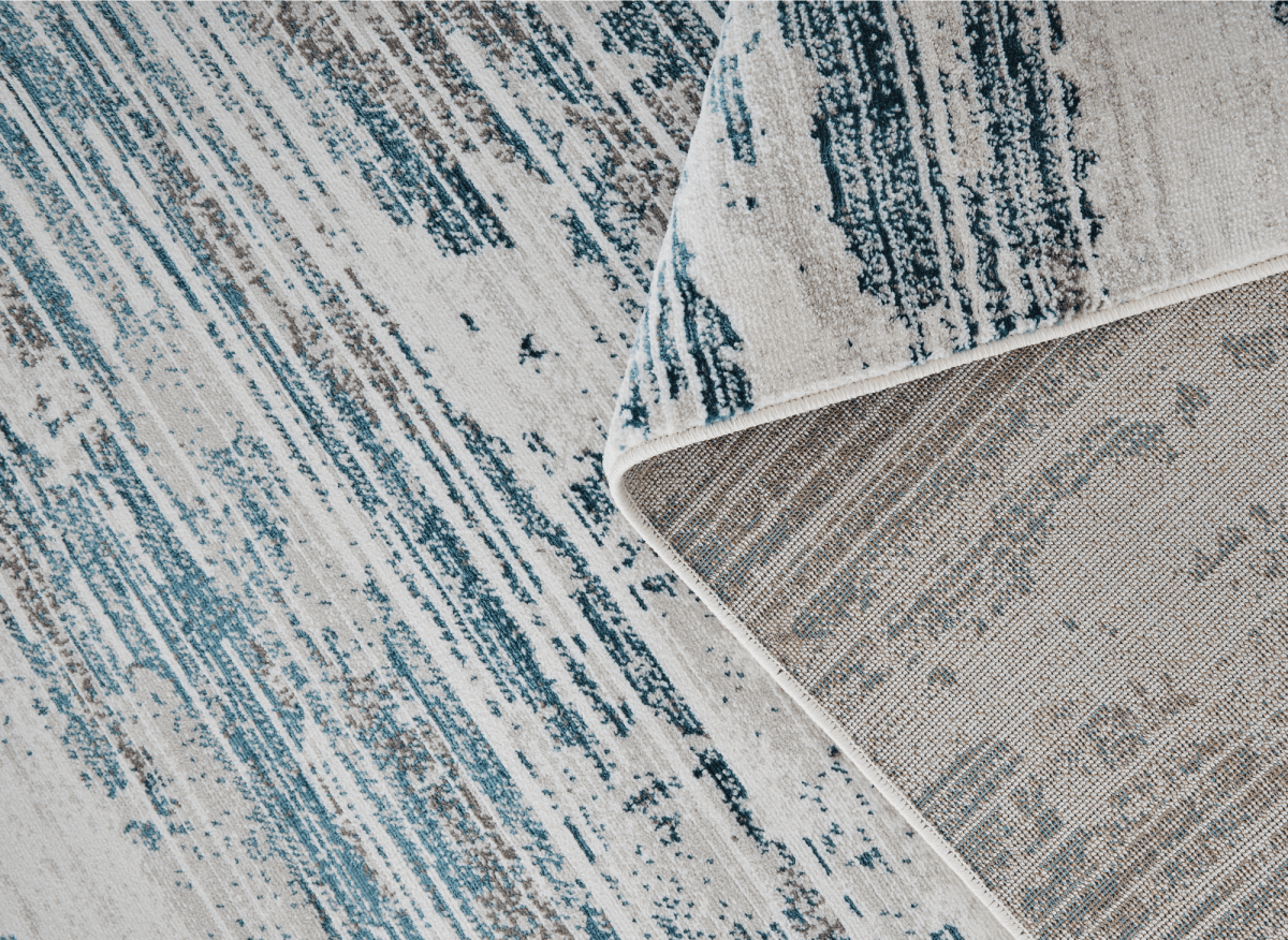 Tapis motif abstrait beige et bleu 160 x 230 cm AURORA