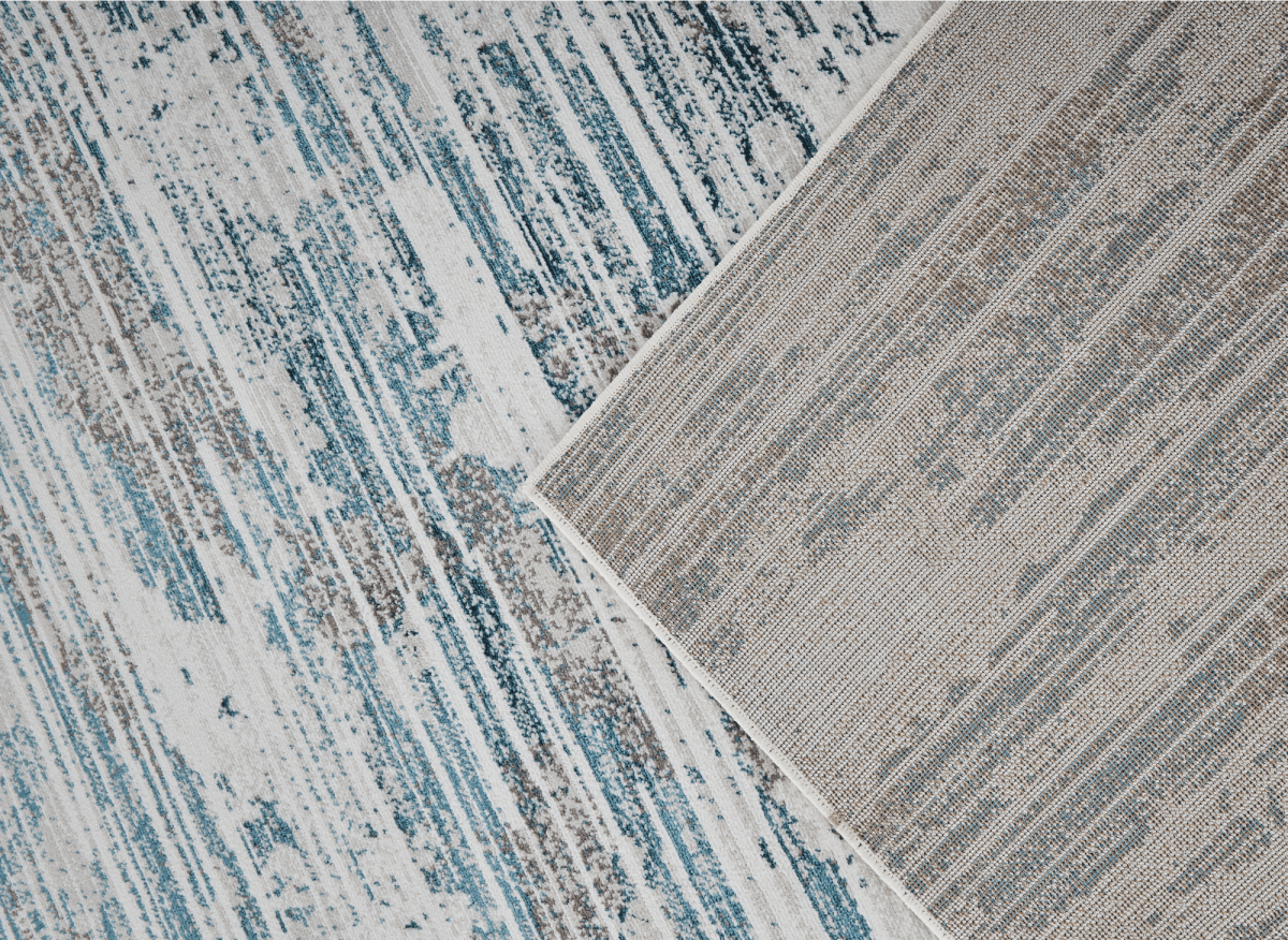 Tapis motif abstrait beige et bleu 160 x 230 cm AURORA