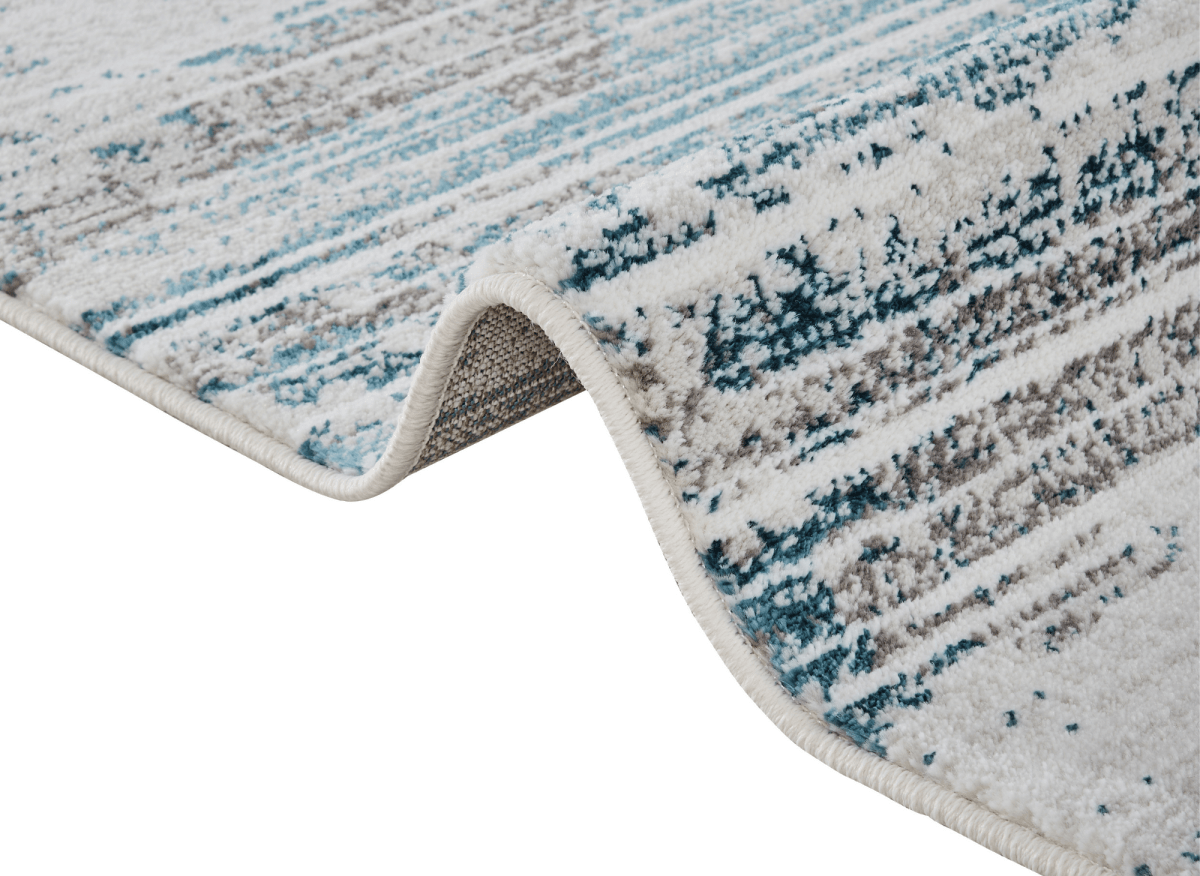 Tapis motif abstrait beige et bleu 200 x 290 cm AURORA
