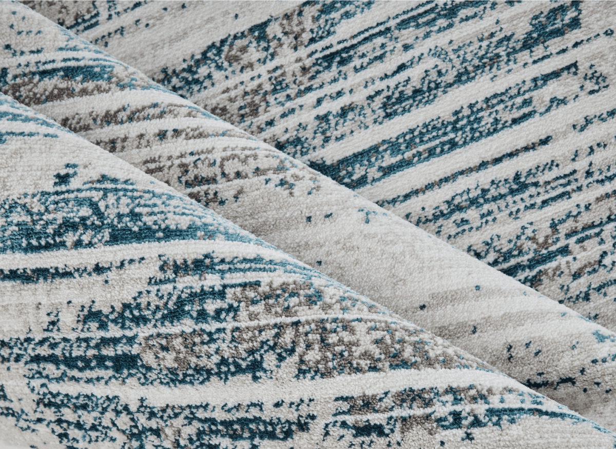 Tapis motif abstrait beige et bleu 200 x 290 cm AURORA