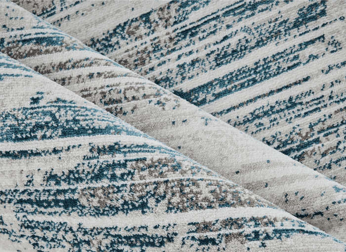 Tapis motif abstrait beige et bleu 200 x 290 cm AURORA