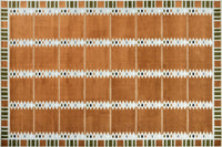Tapis terracotta à motifs géométriques verts et beige 200 x 290 cm SAHEL